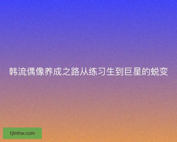 韩流偶像养成之路从练习生到巨星的蜕变